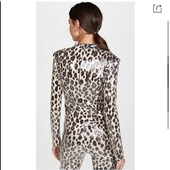 A.L.C. Marshall Sequin Leopard Print Mockneck Top In Brown Multi - Picture 3 of 9